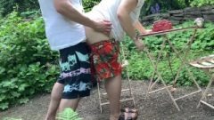 Outdoor Quickie – Standing Doggystyle In The Garden