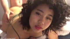 Curly-Haired Beautiful Thai Teen Enjoys Recording Herself Getting Ruined Raw