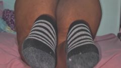 Showing My Soles In Doggy Whith Chocolate Socks On